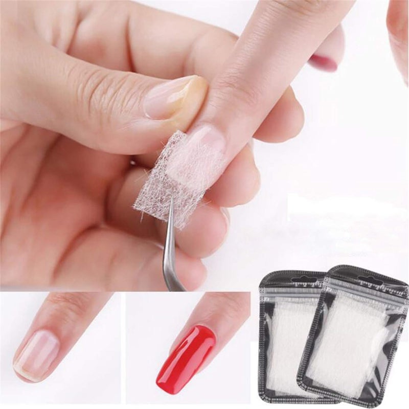 Weicoca 20Pcs White Nails Kit, Fiberglass Nail Art Builder Wrap Sticker Tips with Shape Clip Repair Broken Nails, Nail Tips Clip for Extension Nail Art, Nail Art Accessories Nail Art Decals Stickers - Image 1